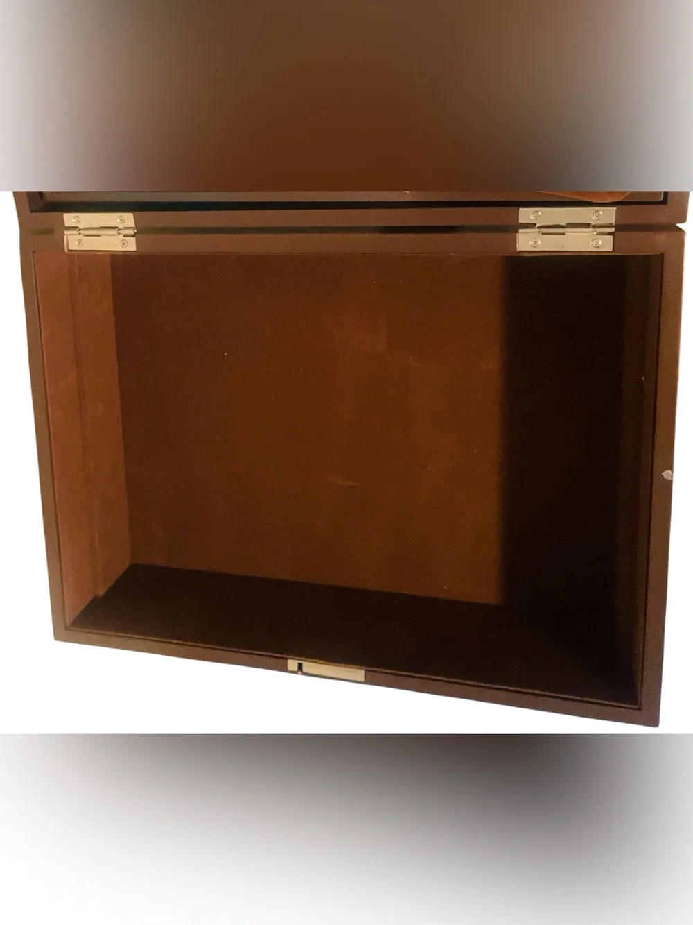 Global Views Faux Shagreen Locking Jewelry Box Mirror Key 14” Camel Brown